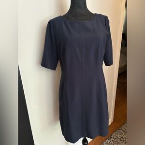 Tahari navy blue sheath dress size 12 petite